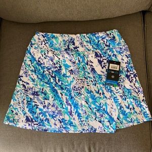 NWT IBKUL Faux Wrap Print Skort in Cat Cay Navy/Seafoam